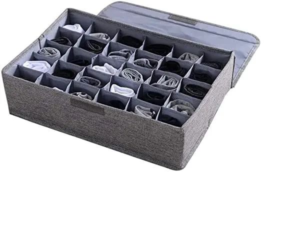 30 Grids Underwear Socks Storage Organizer With Foldable Closet Drawer Divider