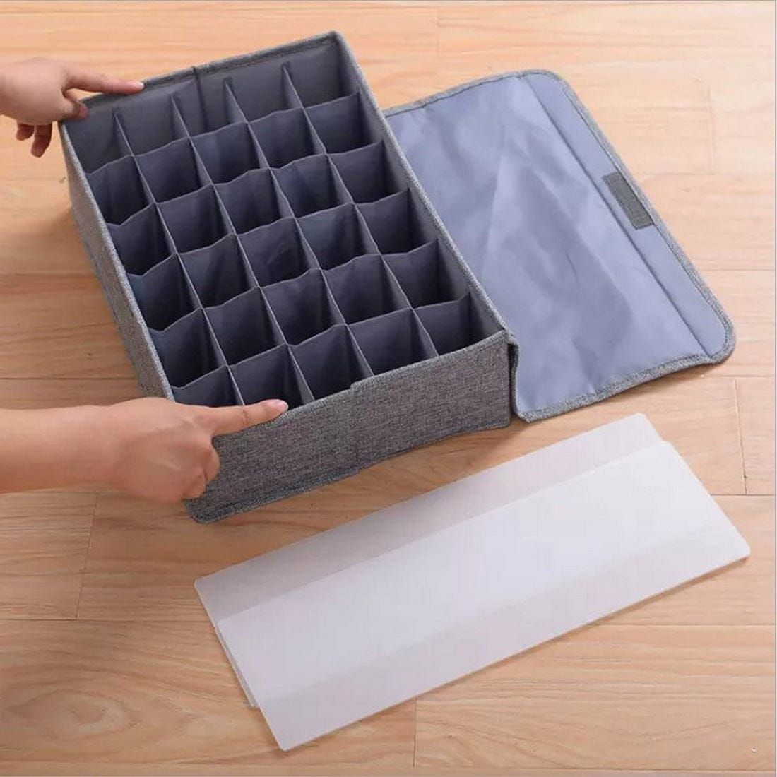 30 Grids Underwear Socks Storage Organizer With Foldable Closet Drawer Divider
