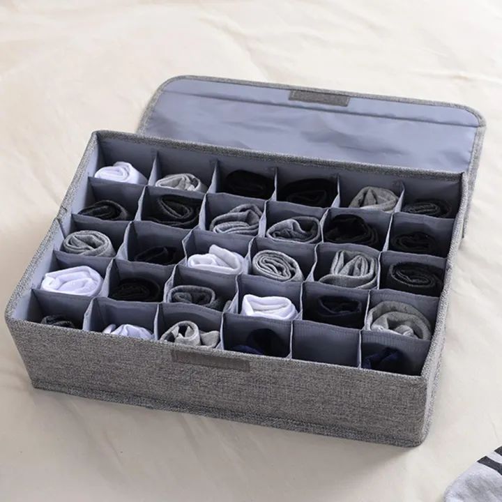 30 Grids Underwear Socks Storage Organizer With Foldable Closet Drawer Divider