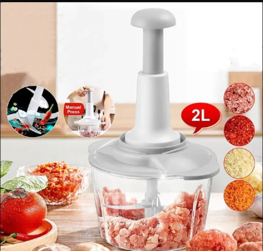 2 Liter Hand Operated Chopper For Meat Vegetables Manual Chopper Machine