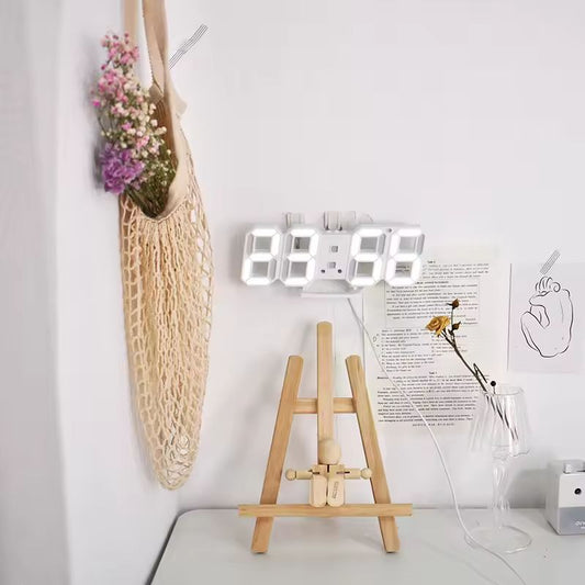 3D LED Digital Alarm Clock Three Dimensional Wall Clock Hanging Watch Table Calendar Thermometer Electronic Clock Furnishings